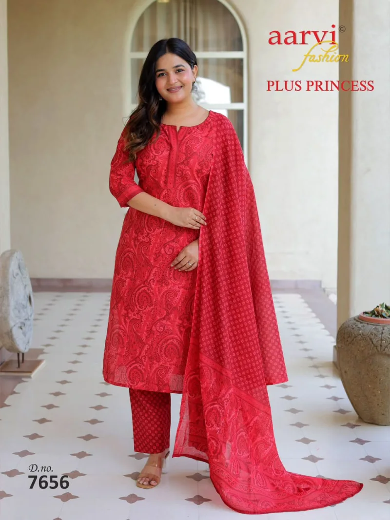 Plus Princess Vol 6 By Aarvi Printed Cotton Plus Size Readymade Dress 